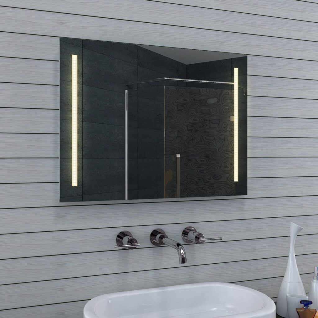 Badkamerspiegel met LED verlichting, schakelaar en instelbare