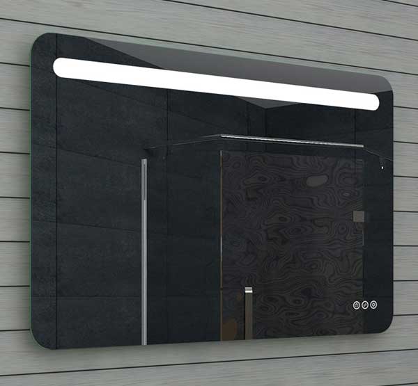 Badkamerspiegel met LED verlichting, touch sensor, lichtkleur afgeronde hoeken 100x65 cm -