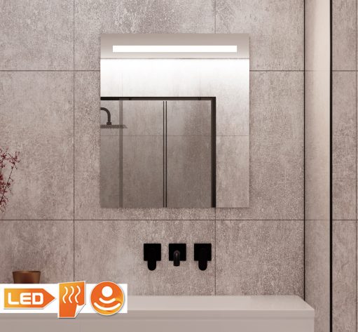 Kleine badkamer spiegel met verlichting, spiegel verwarming en sensor met dimfunctie