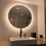 80 cm ronde design badkamerspiegel met geïntegreerde verlichting