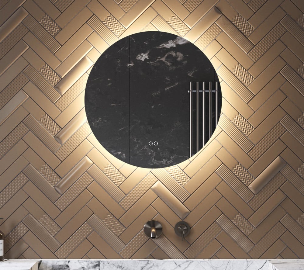 Deze 60 cm ronde badkamer spiegel is van alle gemakken voorzien, zoals: ambient verlichting, spiegelverwarming, dimfunctie en instelbare lichtkleur