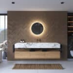 De geïntegreerde spiegelverwarming voorkomt condens vorming op de spiegel na bv het douchen, handig!