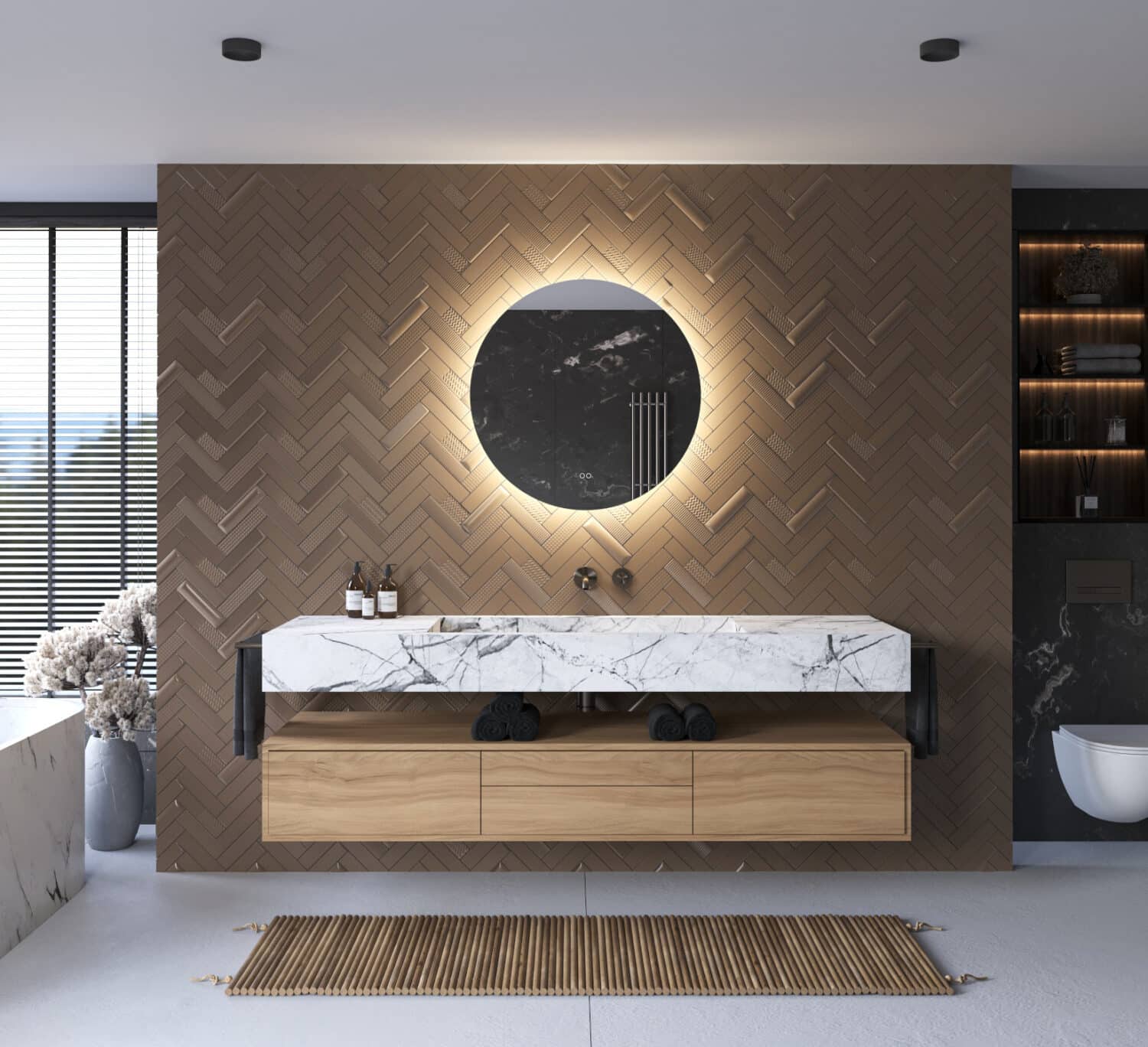 De geïntegreerde spiegelverwarming voorkomt condens vorming op de spiegel na bv het douchen, handig!