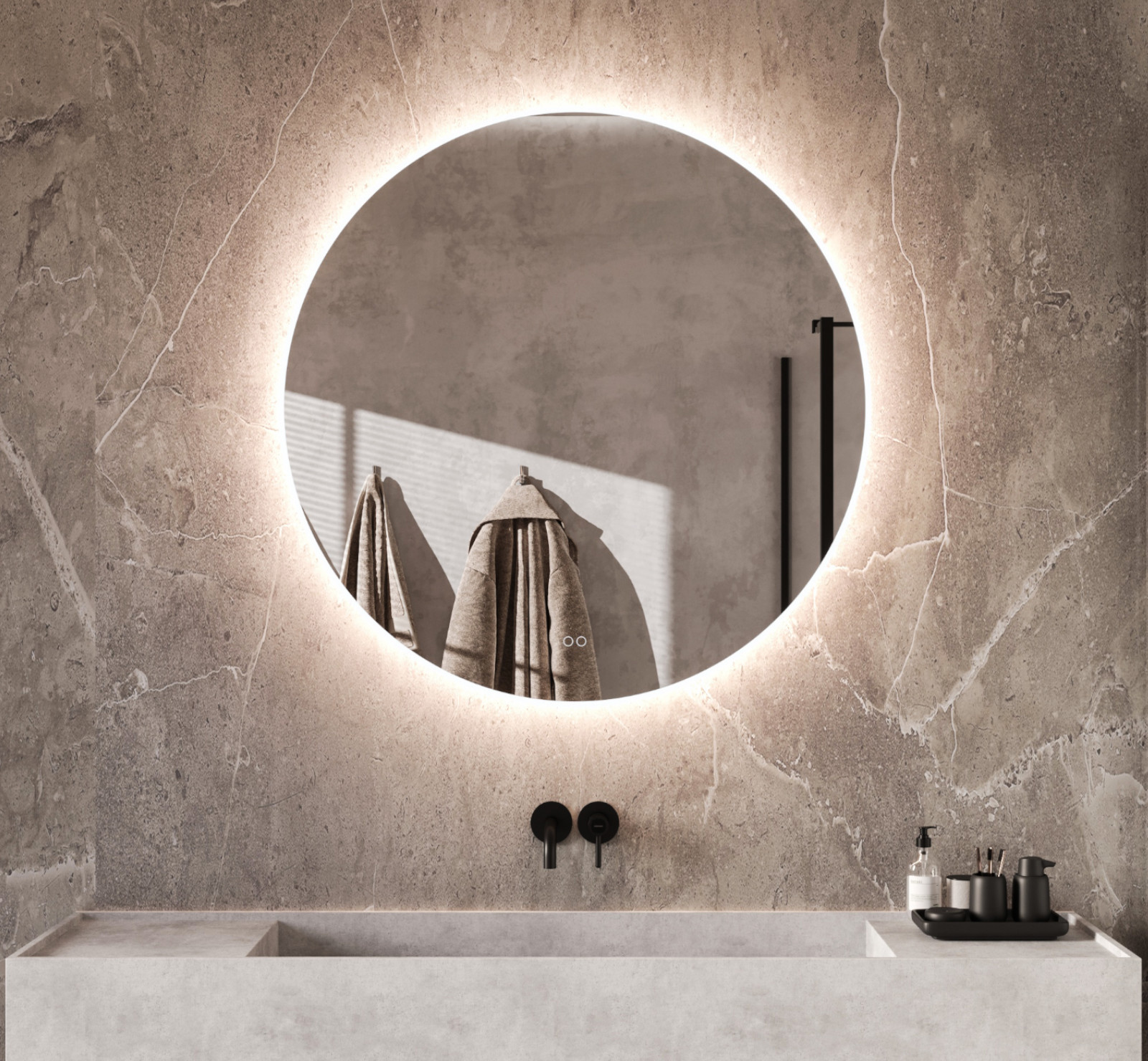 lood Gepolijst Huichelaar Ronde badkamerspiegel met LED verlichting, verwarming, instelbare  lichtkleur en dimfunctie 100x100 cm - Designspiegels