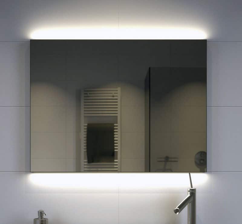 Badkamerspiegel met indirecte verlichting, verwarming, touch sensor, dimfunctie en mat zwart frame 80x70 - Designspiegels