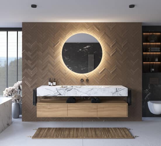 De geïntegreerde spiegelverwarming voorkomt condens vorming op de spiegel na bv het douchen, handig!