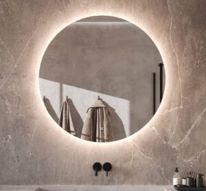Trendy ronde badkamer spiegel met instelbare lichtkleur, handig!