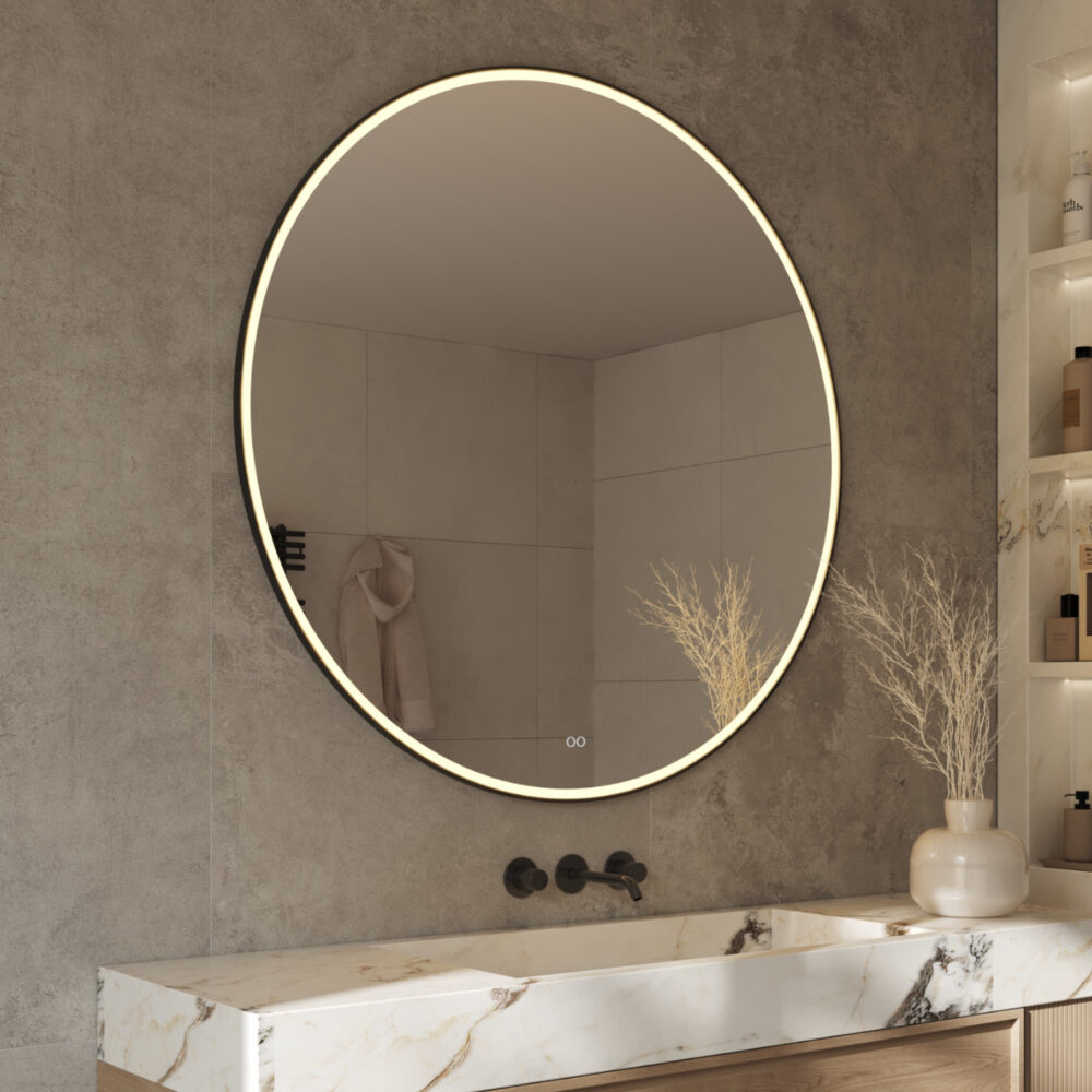 Ronde badkamerspiegel met directe verlichting, verwarming, instelbare