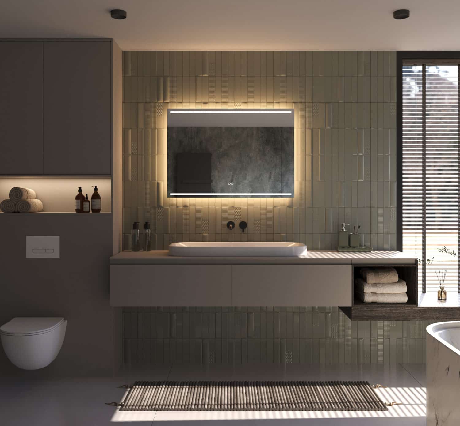 Le dégivrage intégré du miroir empêche la formation de condensation sur le miroir après la douche, par exemple. Pratique !