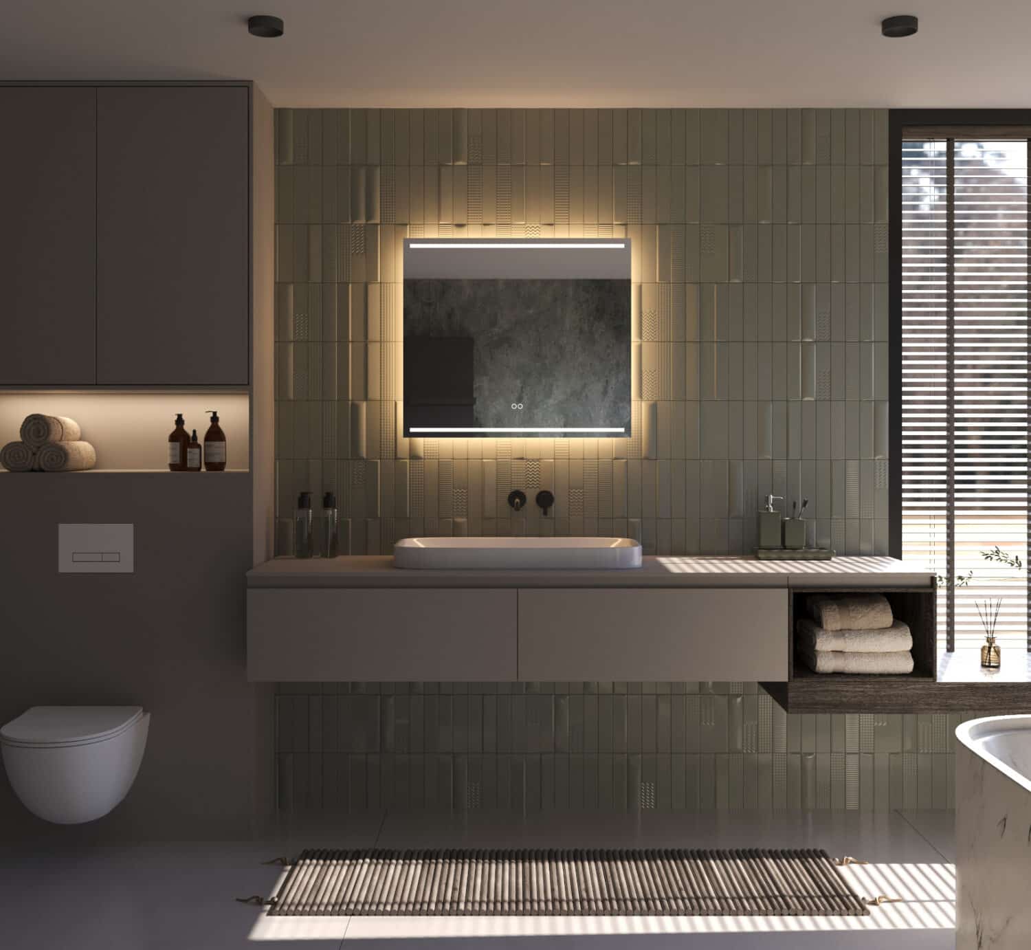 Le dégivrage intégré du miroir empêche la formation de condensation sur le miroir après la douche, par exemple. Pratique !