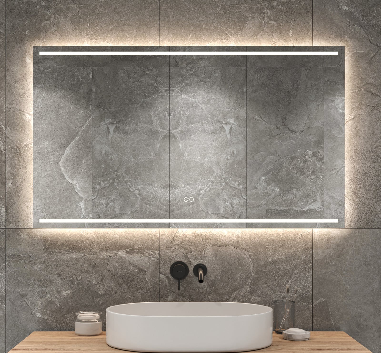 Meesterschap Onverbiddelijk draad Badkamerspiegel met LED verlichting, verwarming, instelbare lichtkleur en  dimfunctie 120x70 cm - Designspiegels