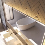 De LED verlichting achter de spiegel zit netjes verborgen achter een licht doorlatend aluminium profiel. Hierdoor zijn de LED punten niet zichtbaar en wordt de LED strip tevens beschermd tegen de invloed van vocht en stof.