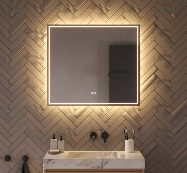 Deze populaire, rechthoekige badkamer spiegel is van alle gemakken voorzien, zoals: verlichting, spiegelverwarming, dimfunctie en een instelbare lichtkleur