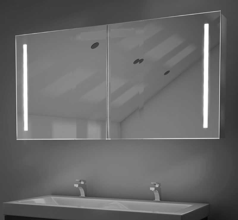 Vete steno metro Aluminium badkamer spiegelkast met LED verlichting, verwarming, sensor en  stopcontact 100x70 cm - Designspiegels