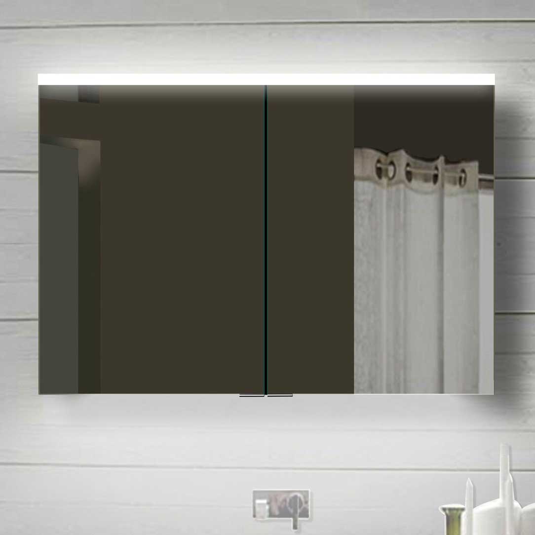 Detecteren Interpersoonlijk bloem Aluminium badkamer spiegelkast met LED verlichting, schakelaar en  stopcontact 100×70 cm - Designspiegels