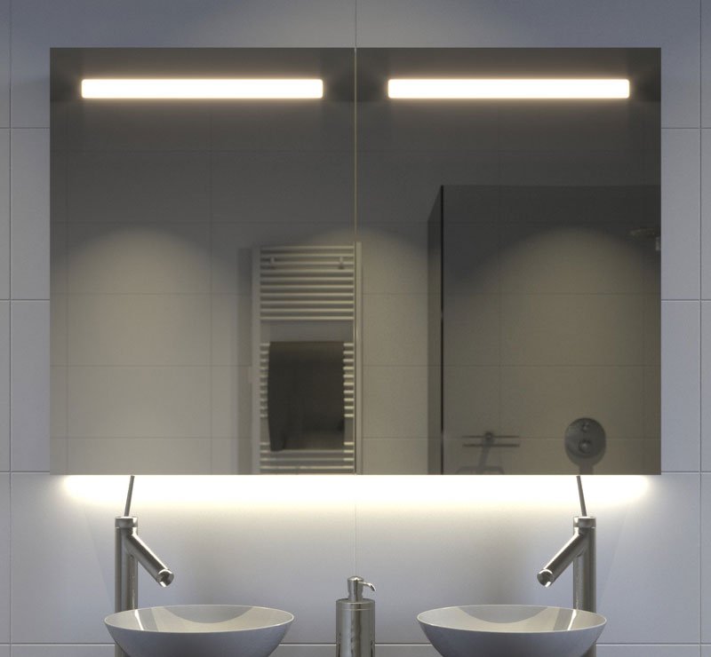 Reis Kosten gemiddelde Aluminium badkamer spiegelkast met LED verlichting, verwarming, sensor en  stopcontact 100x70 cm - Designspiegels
