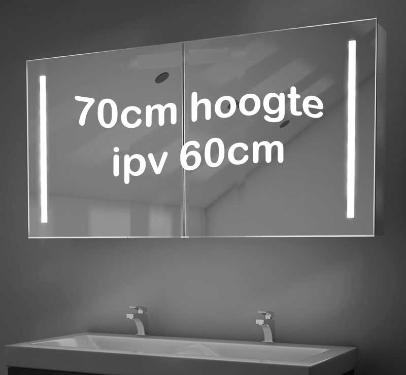 Aardbei rekenmachine Plantkunde Aluminium badkamer spiegelkast met LED verlichting, verwarming, sensor en  stopcontact 120 x 70 cm - Designspiegels