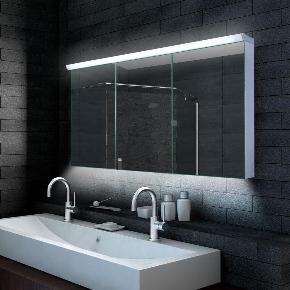 Intentie Ondoorzichtig Honderd jaar Aluminium badkamer spiegelkast met LED verlichting, schakelaar en stopcontact 140×70 cm - Designspiegels Intentie Ondoorzichtig Honderd jaar Aluminium badkamer spiegelkast met LED verlichting, schakelaar en stopcontact 140×70 cm - Designspiegels