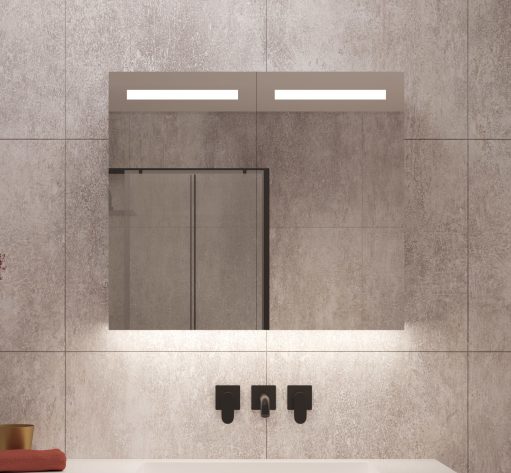 80 cm brede aluminium badkamer spiegelkast met verlichting spiegelverwarming en stopcontact
