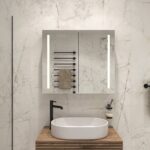 Deze moderne badkamer spiegelkast is 80 cm breed en 70 cm hoog