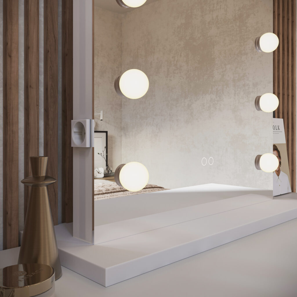 Les 12 lampes LED intégrées ont un rendement lumineux élevé et offrent un éclairage idéal pour l'application du maquillage.
