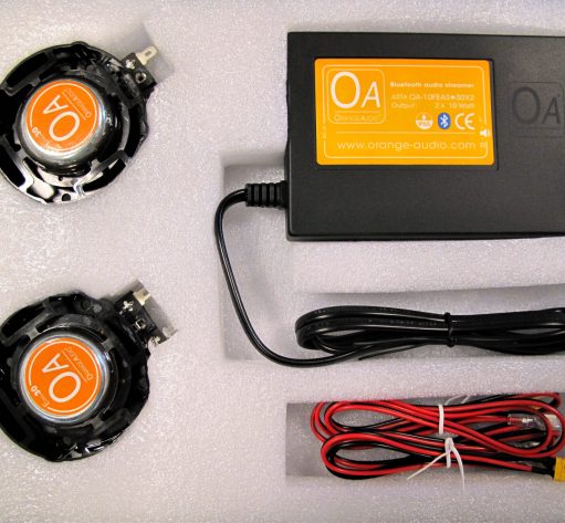Orange Audio Bluetooth muzieksysteem met 2 speakers die zelf ingebouwd kunnen worden