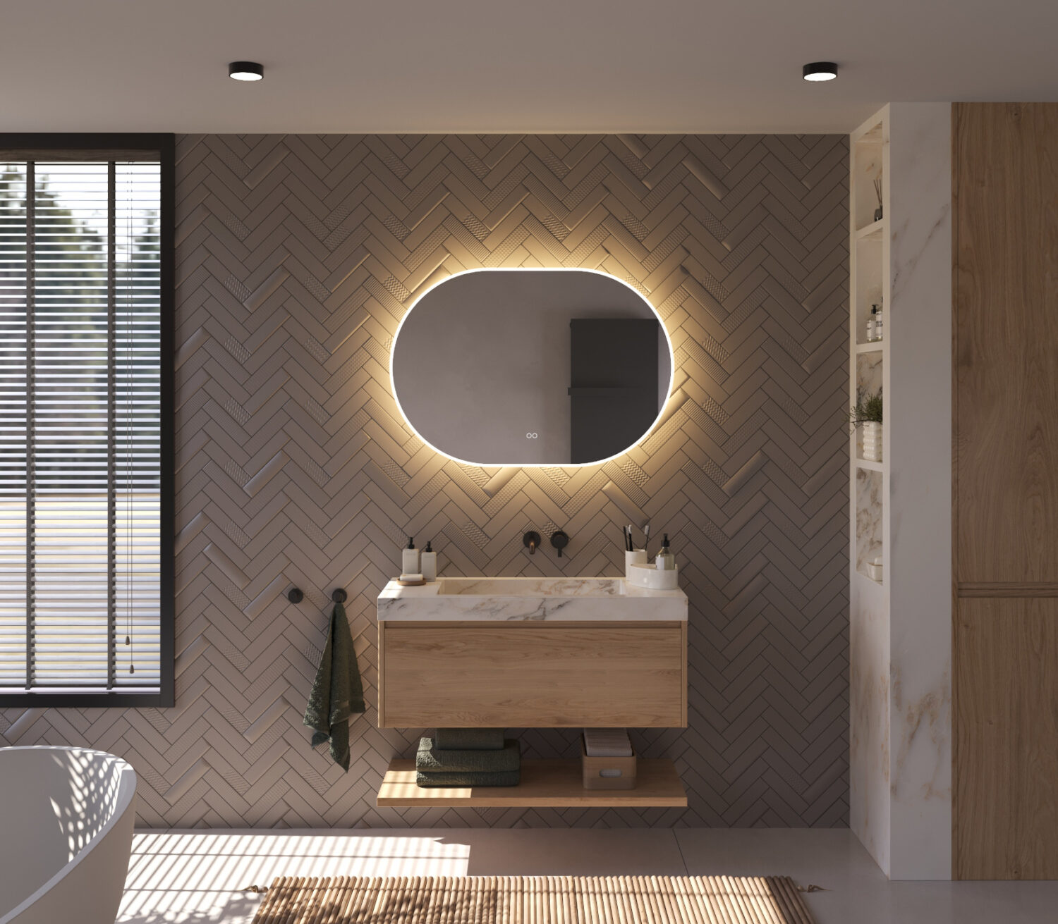 Le dégivrage intégré du miroir empêche la formation de condensation sur le miroir après la douche, par exemple. Pratique !