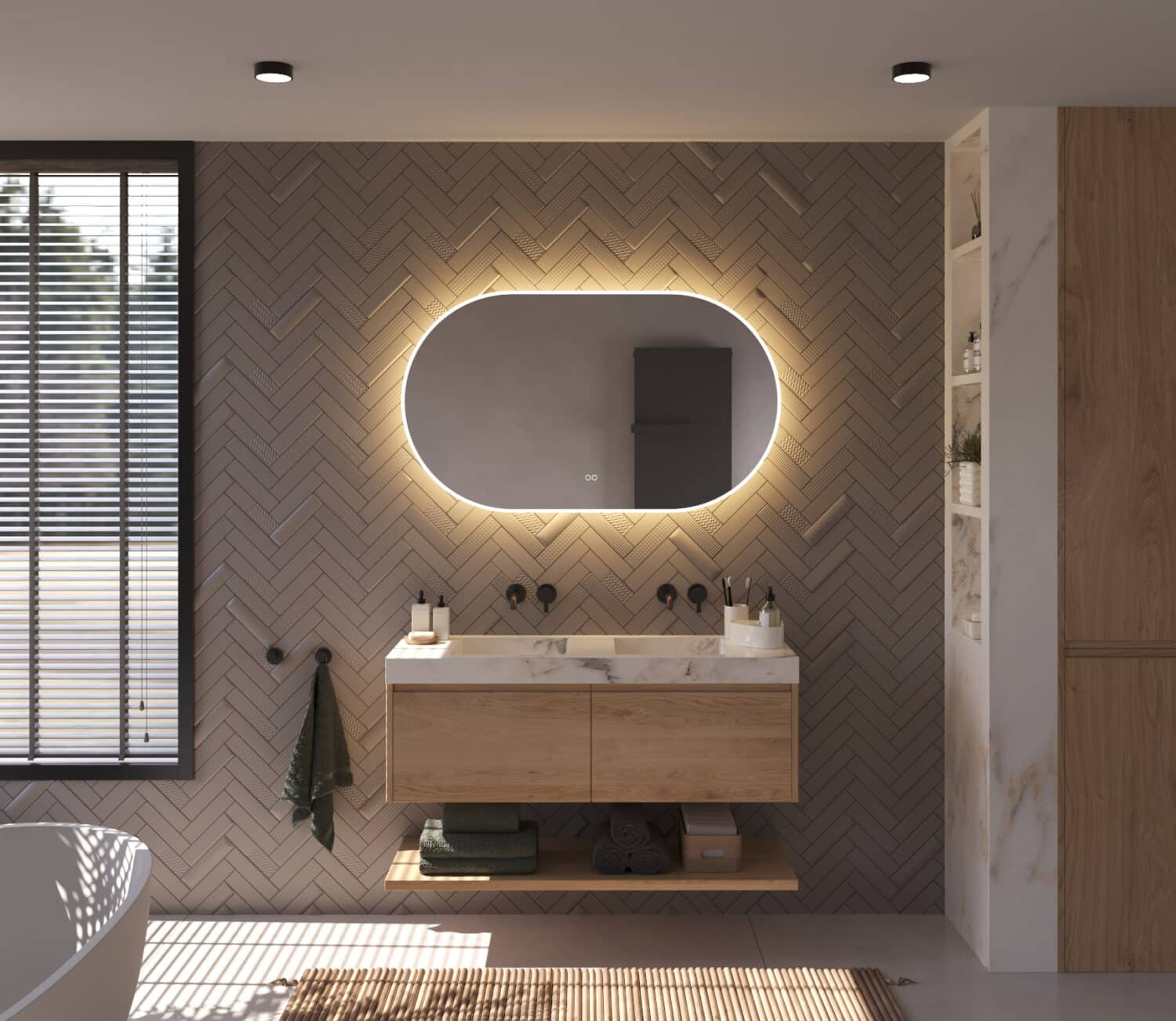 Le dégivrage intégré du miroir empêche la formation de condensation sur le miroir après la douche, par exemple. Pratique !