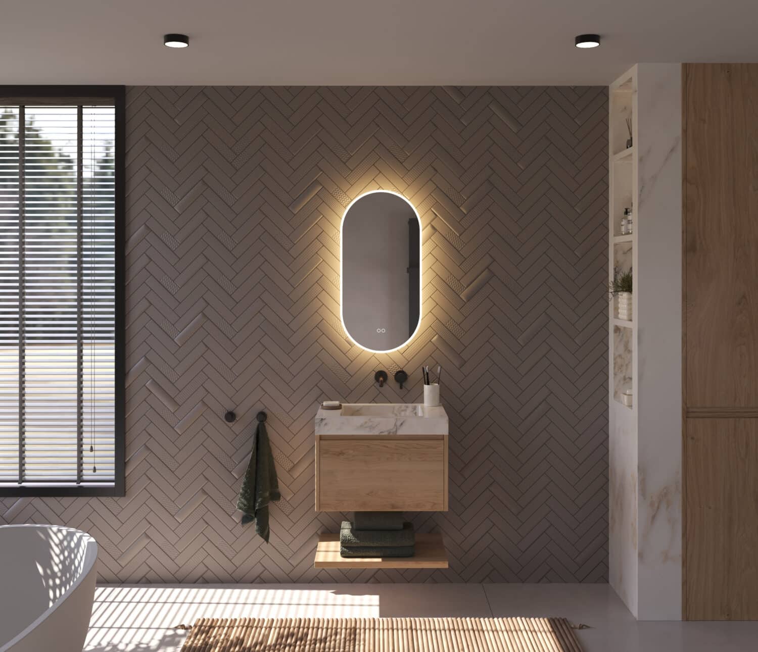 Le dégivrage intégré du miroir empêche la formation de condensation sur le miroir après la douche, par exemple. Pratique !