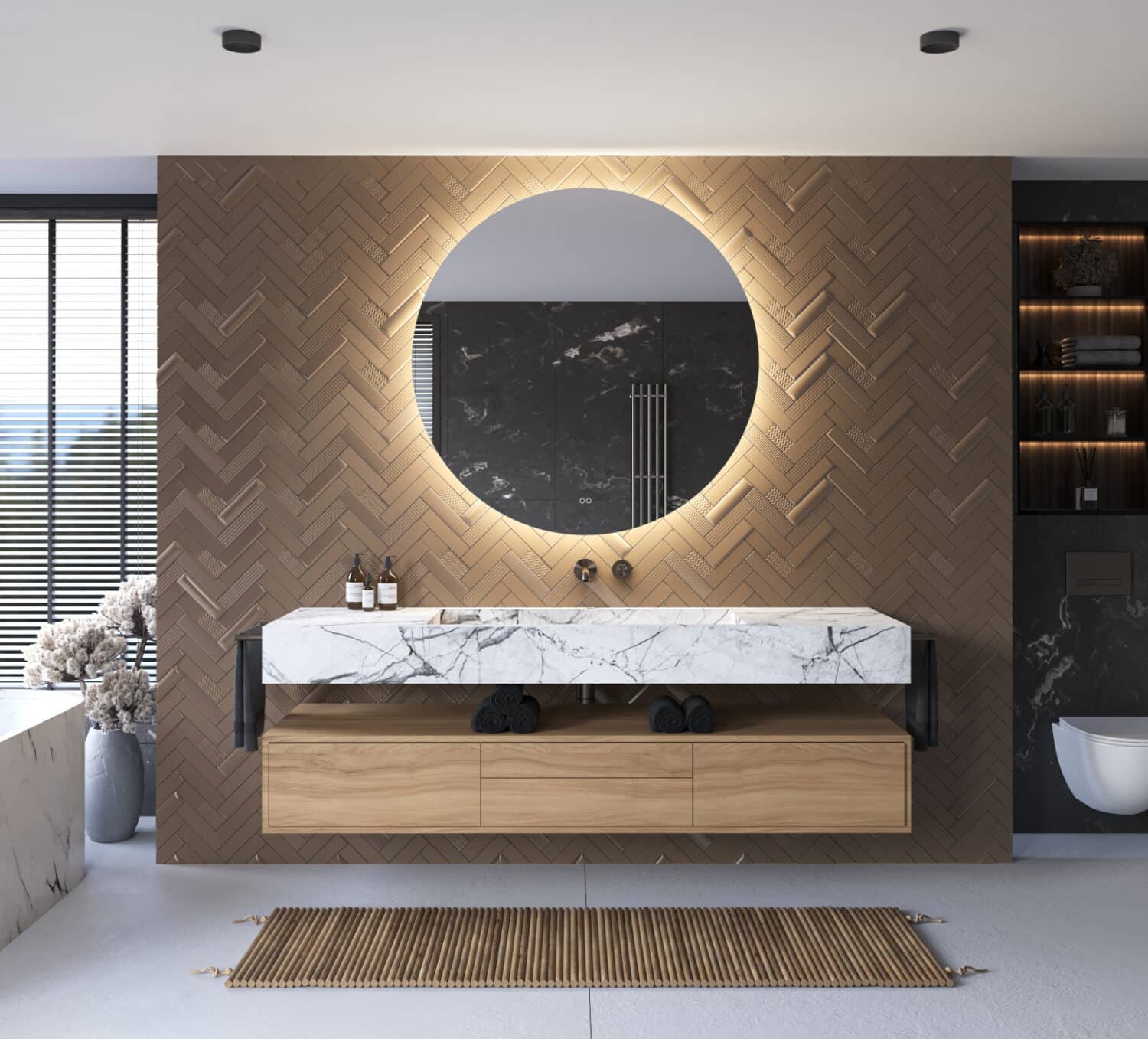 De geïntegreerde spiegelverwarming voorkomt condens vorming op de spiegel na bv het douchen, handig!