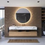 De geïntegreerde spiegelverwarming voorkomt condens vorming op de spiegel na bv het douchen, handig!