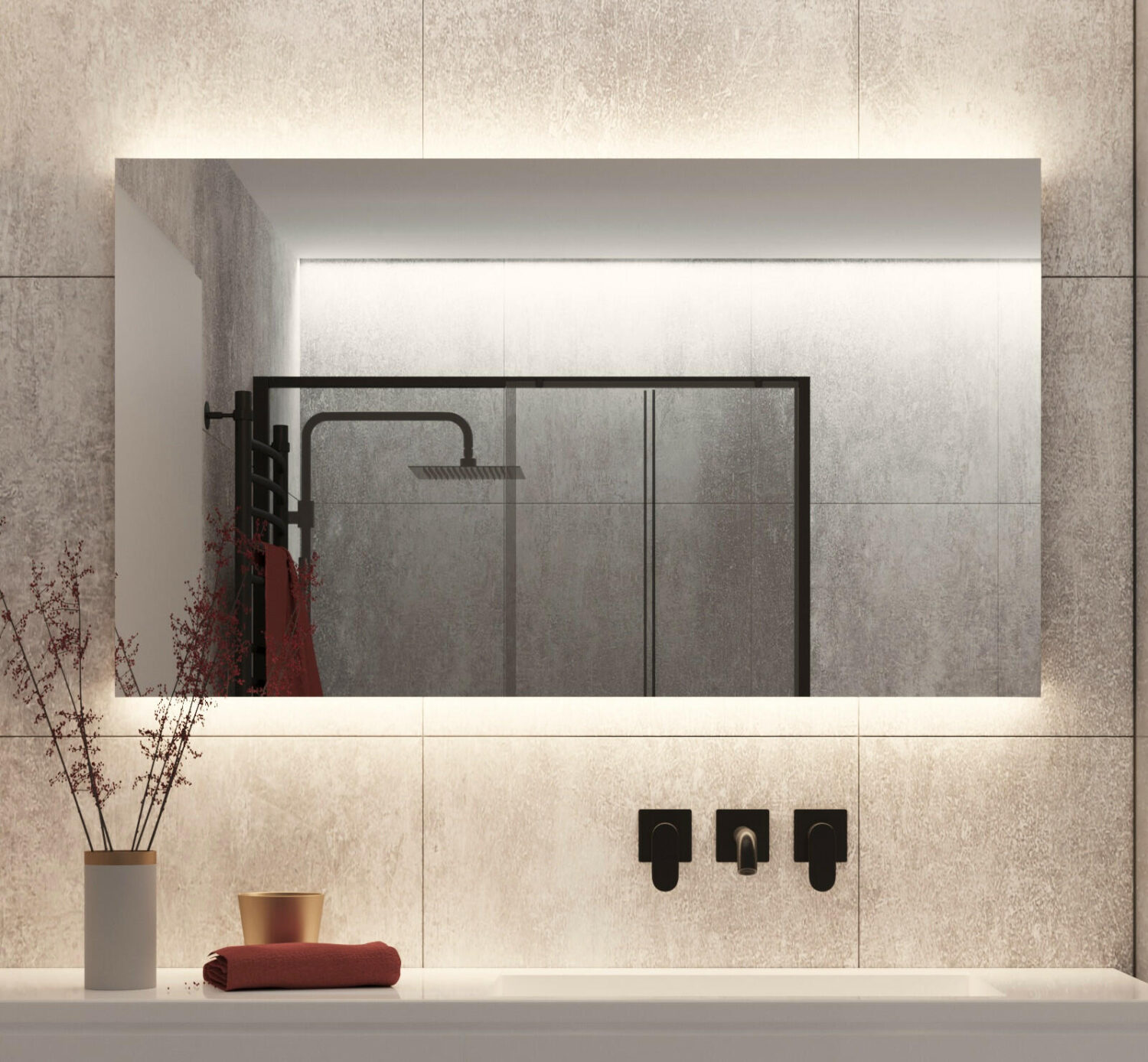 Plagen Corrupt Microbe Badkamerspiegel met indirecte verlichting, verwarming, sensor en dimfunctie 120x60 cm - Designspiegels Plagen Corrupt Microbe Badkamerspiegel met indirecte verlichting, verwarming, sensor en dimfunctie 120x60 cm - Designspiegels