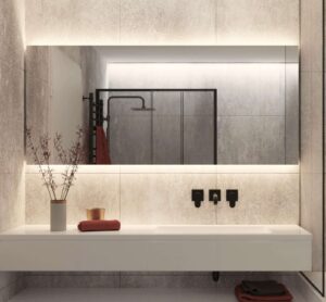 Design badkamer spiegel met indirect strijklicht en verwarming 160x60 cm
