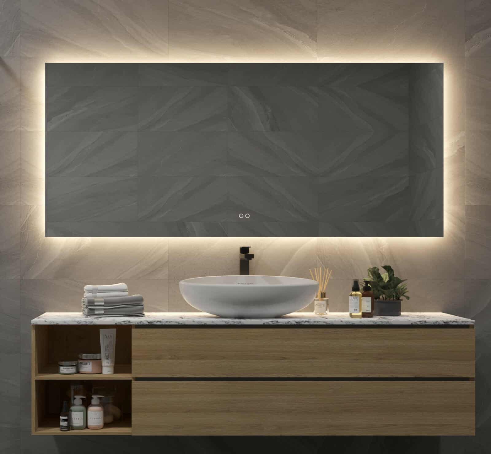 Sanigoods Queen badkamerspiegel met verlichting en verwarming 100x60cm kopen