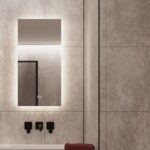Stijlvolle verticale badkamerspiegel met dimbare verlichting en handige spiegelverwarming