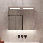 80 cm brede aluminium badkamer spiegelkast met verlichting spiegelverwarming en stopcontact