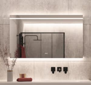 Designer badkamer spiegel met instelbare lichtkleur