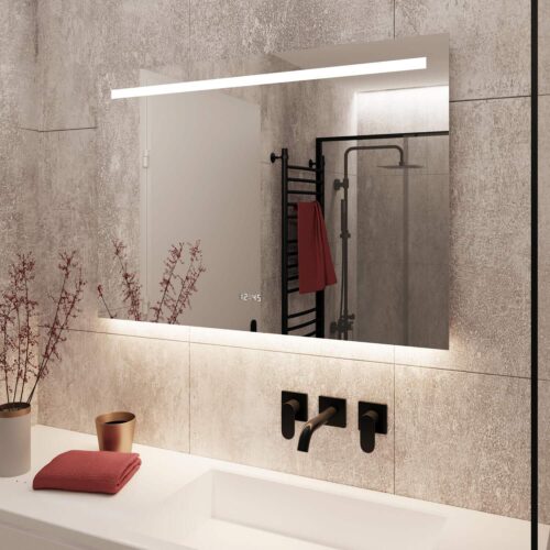 De spiegel is gebouwd op een luxe en strak afgewerkt aluminium achterframe