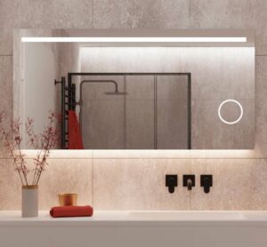 LED spiegel met ingebouwde make-up spiegel, handig!