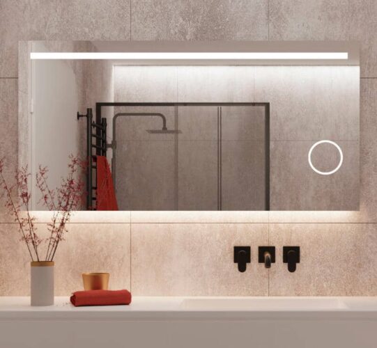 LED spiegel met ingebouwde make-up spiegel, handig!