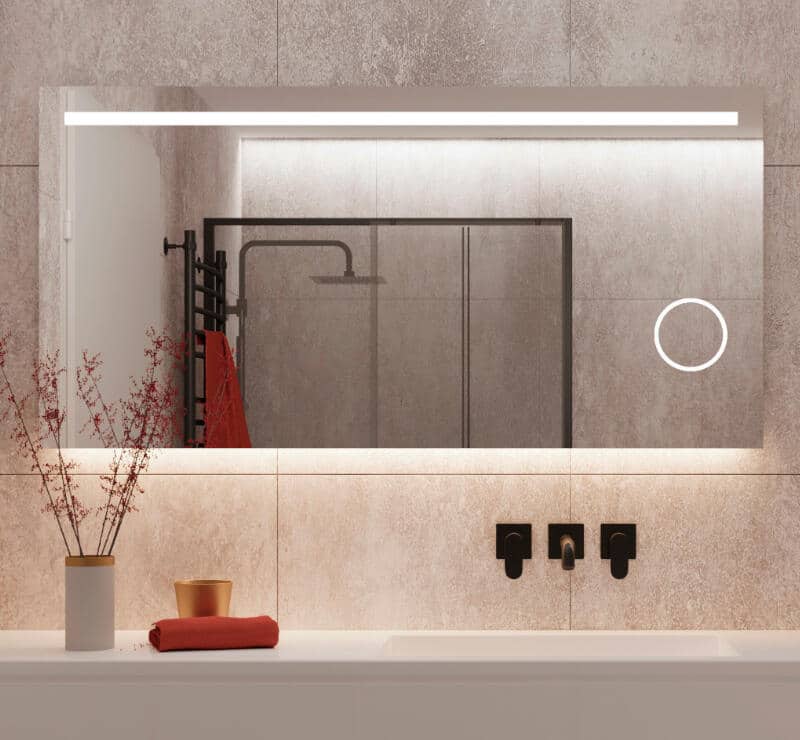 LED spiegel met ingebouwde make-up spiegel, handig!