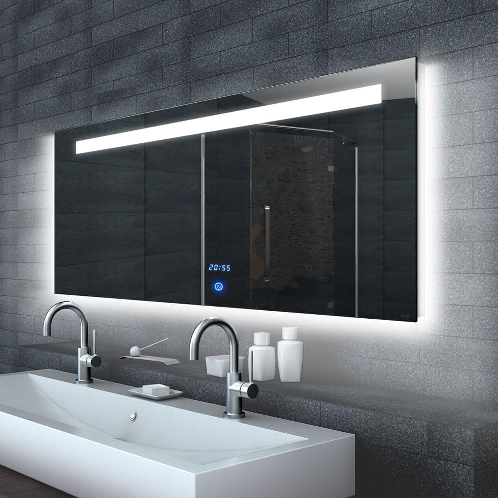 Lux spiegel met strijklicht links rechts en onder + touch schakelaar-2