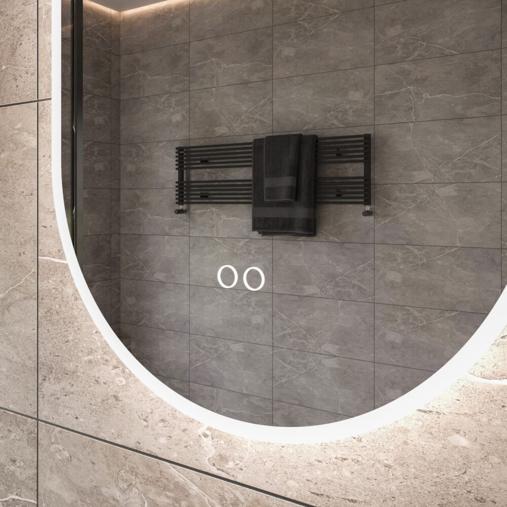 Deens ovale badkamerspiegel met indirecte verlichting, verwarming
