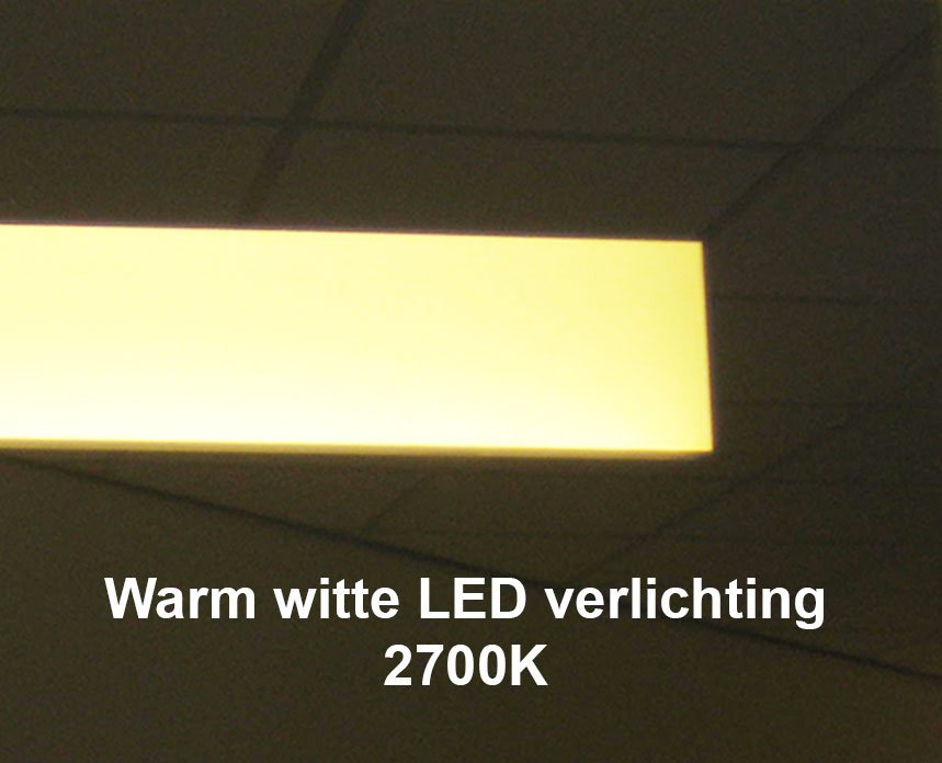 Optie LED kleur: warm wit 2700K, door onze klanten het meest gekozen, prettige/ gezellige uitstraling en doorgaans mooi meekleurend met de hoofdverlichting