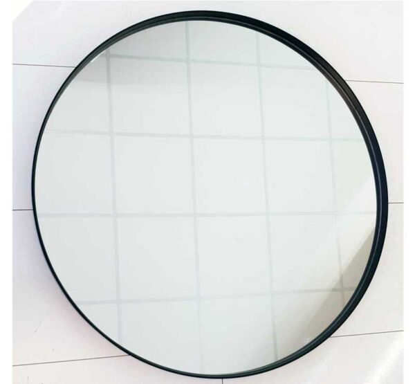 Stoere industriële mat zwarte ronde spiegel