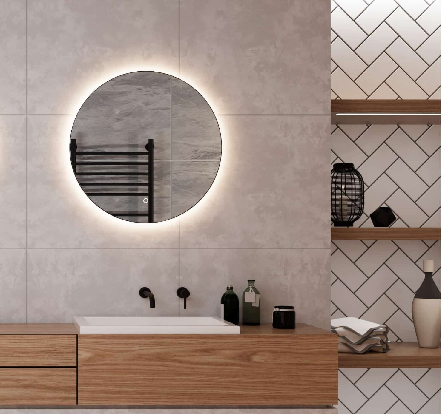 kleine ronde badkamer spiegel met led verlichting