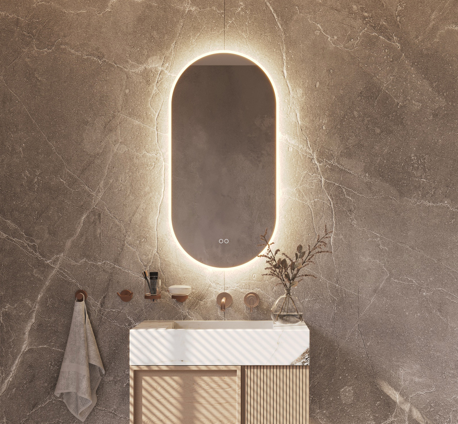 Badkamerspiegel met LED zilver 80 x 60 cm CORROY