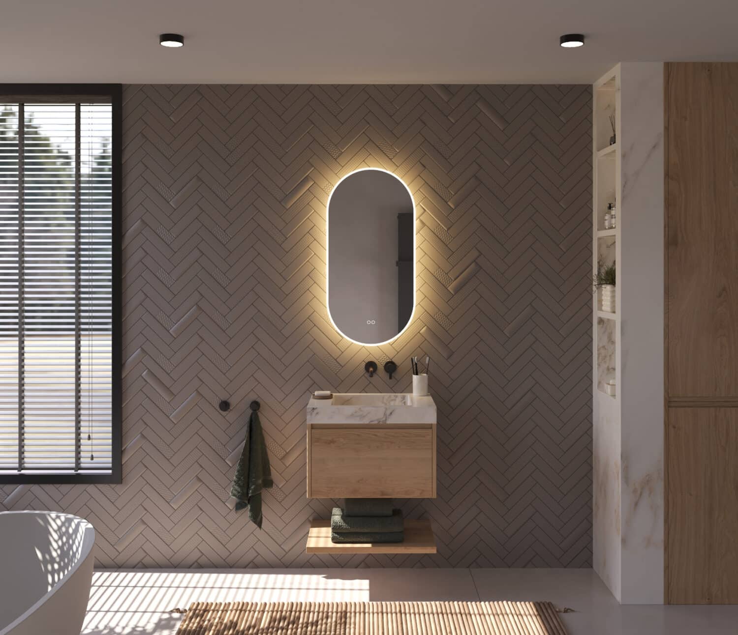 Le dégivrage intégré du miroir empêche la formation de condensation sur le miroir après la douche, par exemple. Pratique !