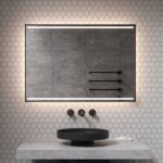 Luxe badkamerspiegel rondom uitgevoerd met een stijlvol mat zwart frame