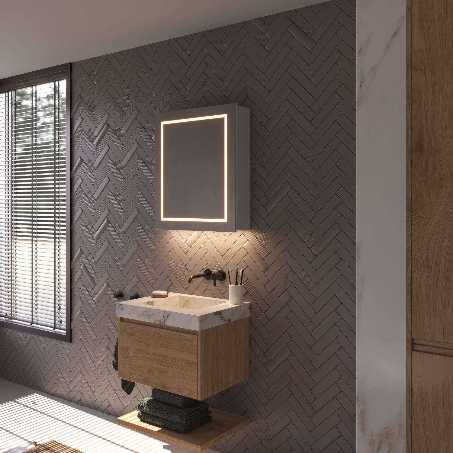 Le dégivrage intégré du miroir évite qu'il ne s'embue après une douche par exemple, pratique !